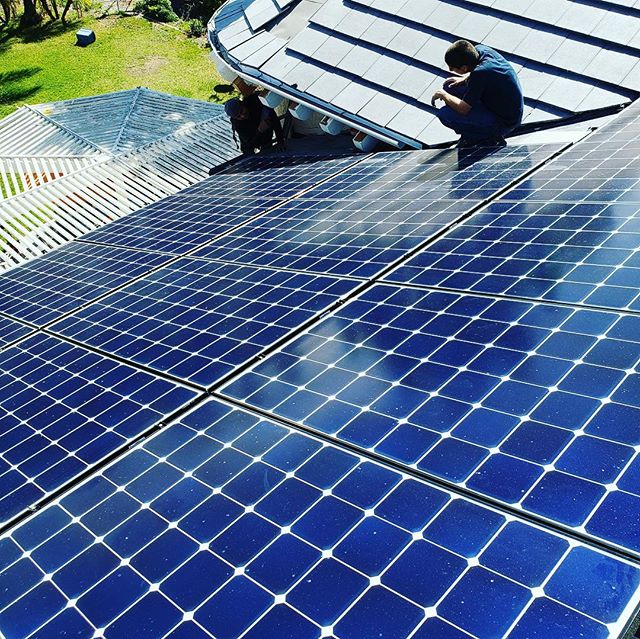 top view of a larger solar panels on residential building
