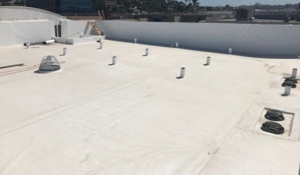 white commercial pvc flat roof